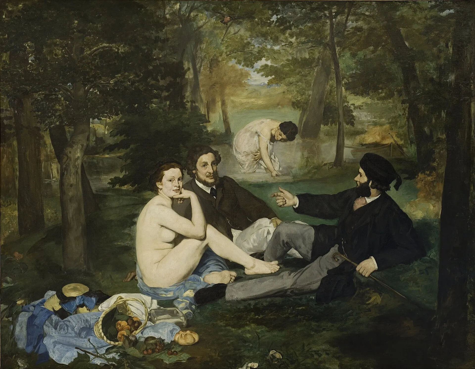 Manet’s Le Déjeuner sur l’herbe (1863) — rejected by the official Salon, exhibited at the Salon des Refusés, later canonical. Public domain (Wikimedia Commons).