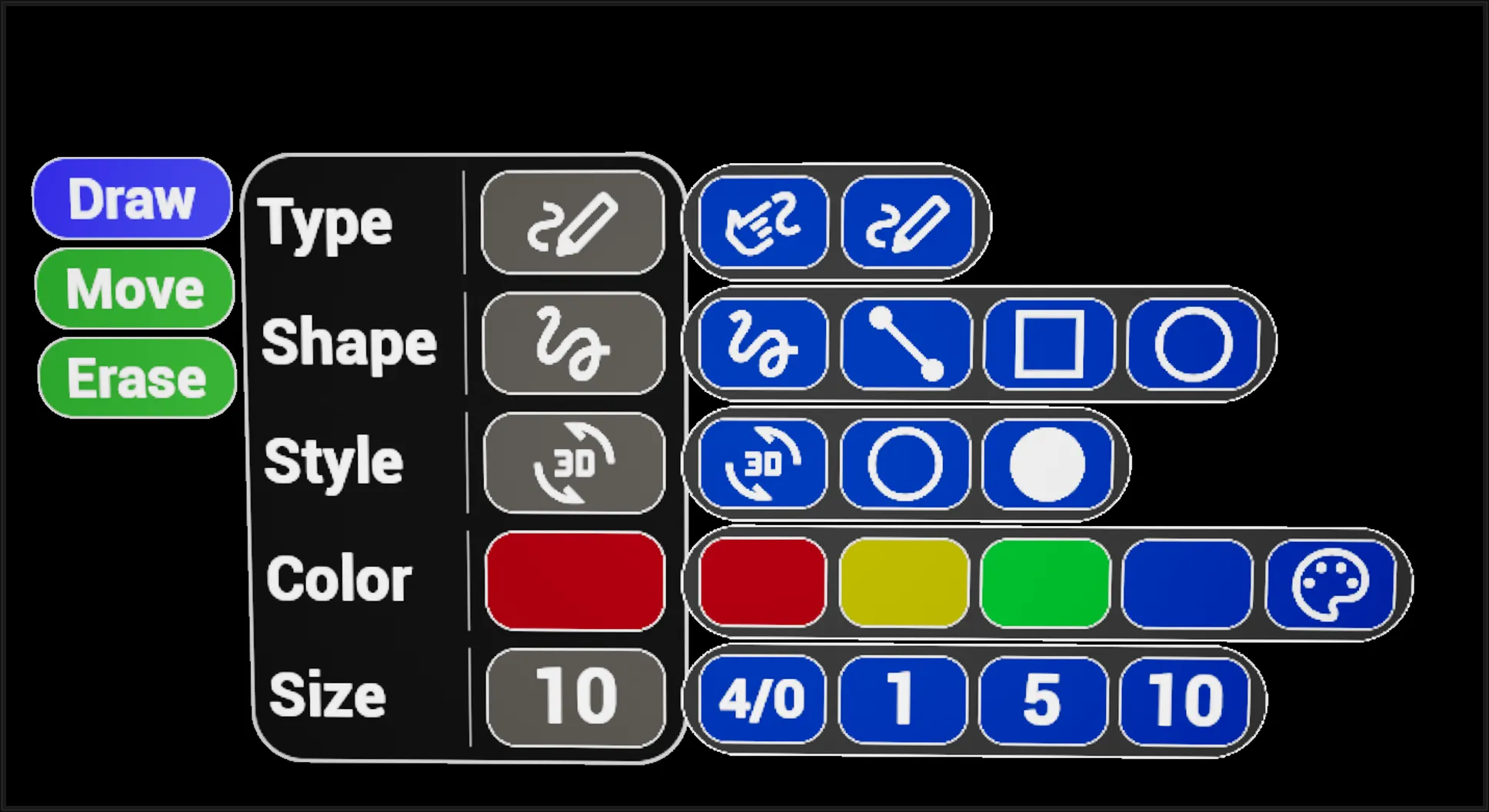 drawxr — wire management menu showing AWG and length